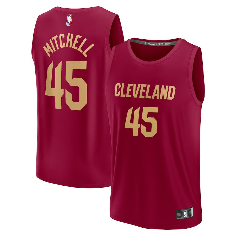Men Cleveland Cavaliers #45 Donovan Mitchell Fanatics Branded Wine 2022-23 Fast Break Replica NBA Jersey